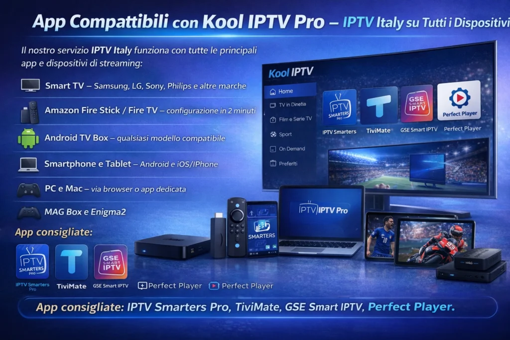 App Compatibili con Kool IPTV Pro – IPTV Italy su Tutti i Dispositivi